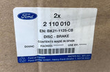 Genuine Ford Transit Tourneo Custom 16-18 Front Vented Brake Discs 288mm 2110010