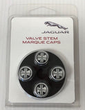 Genuine Jaguar Union Jack Flag Black Valve Caps Set Of 4 - C2D19598