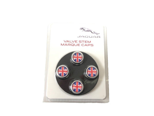 Genuine Jaguar E-Pace/F-Pace/XE Kit of 4 Union Jack Flag Valve Caps C2D19599