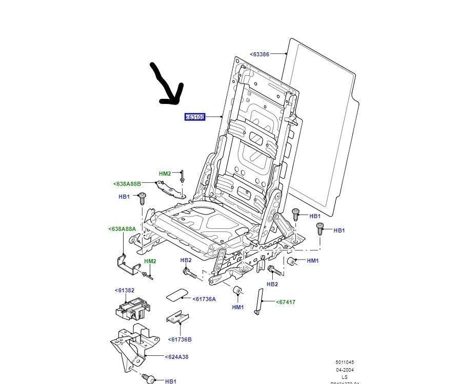 Genuine Land Rover Discovery 3&4 RH Rear Seat Frame Assembly - HTD500260