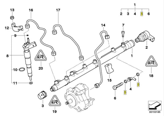 Genuine BMW X5 E90 E91 335D High Pressure Crush Washer Seal Ring - 13512248189