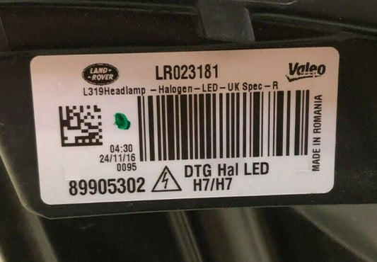 Genuine Land Rover Discovery 4 RHD RH Halogen Headlamp LR023181