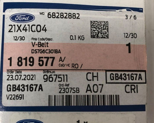 Genuine Ford Mondeo Mk5 1.5 2014-2022 EcoBoost Auxiliary Drive V Belt 1819577