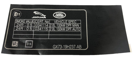 Genuine Jaguar XE Range 2015+ Vehicle Information Label - T4N13790