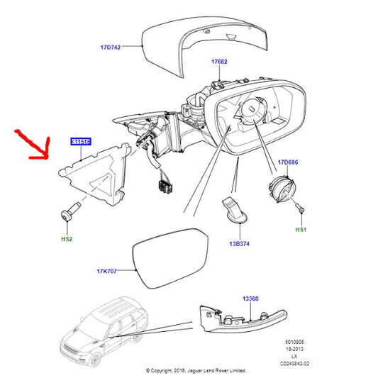 Genuine Range Rover Sport 14> LH Wing Mirror Sound Insulation - LR045164