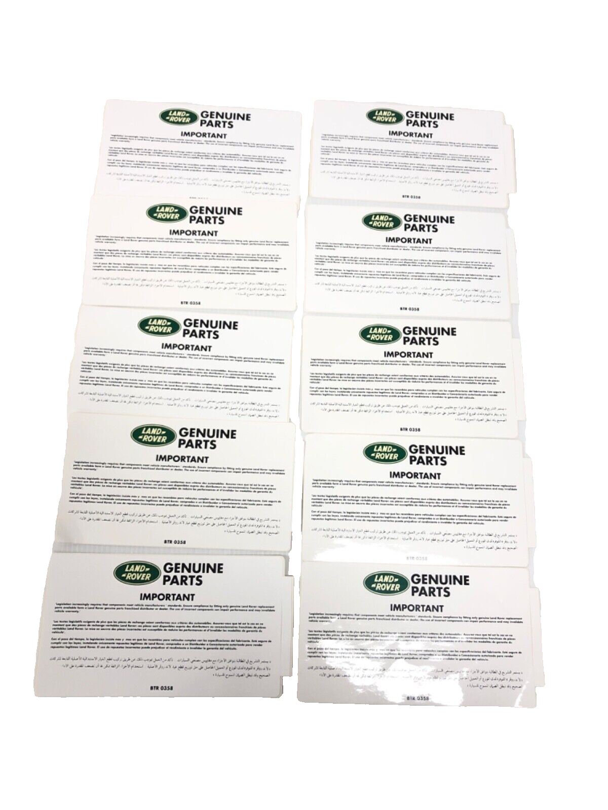 Land Rover Label Genuine Land Rover Discovery/Range Rover Underbonnet Data Label x10 BT ...