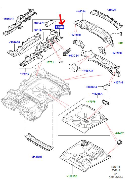 Genuine Land Rover Discovery Sport 2015+ RH Floor Pan Gusset - LR066487