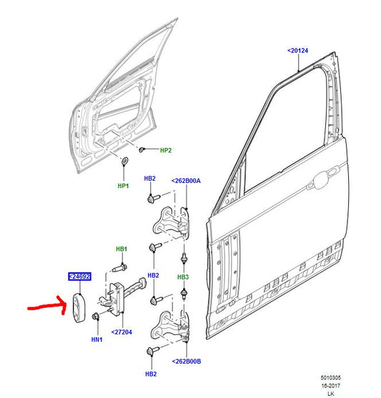 Genuine Range Rover/Sport 13+ Right Hand Front Door Check Seal - LR038265