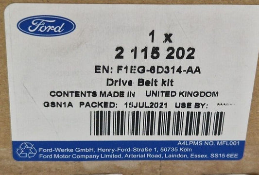 Genuine Ford C-Max 2015-2019/Focus 2014-2019 1.5L GTDI Drive Belt Kit 2115202