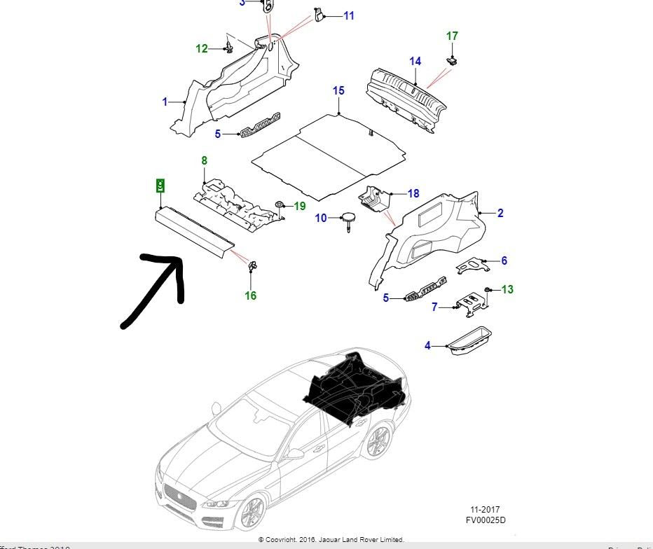 Genuine Jaguar XF 2016> Boot Support - T2H5308