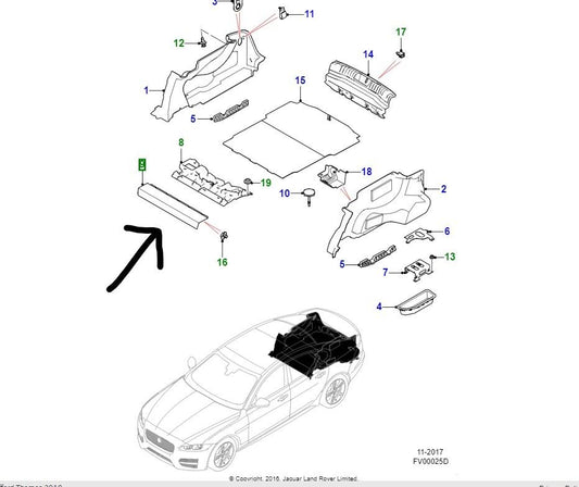 Genuine Jaguar XF 2016> Boot Support - T2H5308