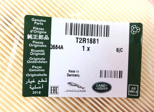 Genuine Jaguar F Type 2014+ LH Air Filter Element T2R1881