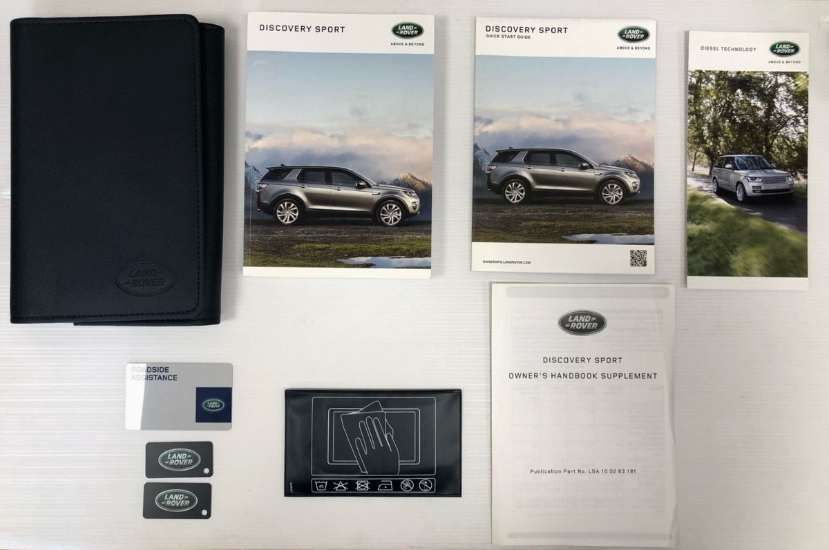 Genuine Land Rover Discovery Sport Handbook + Navy Leather Wallet + Keyrings etc