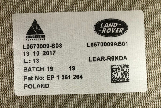 Genuine Range Rover Sport SVR 2014+ Rear Seat RH/LH Heating Element LR103748