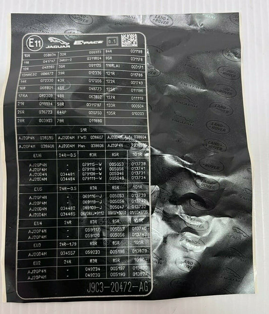 Genuine Jaguar E-Pace 17+ Emissions Warning Label ''E'' Approval J9C12827