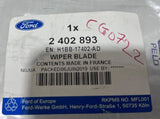 Genuine Ford Fiesta 2017+ Rear Window Wiper Blade 2402893