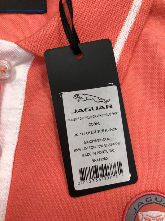 Jaguar Women’s Growler Graphic Polo Shirt (Coral) Size 14 - 50JCPW321COL