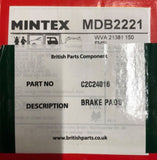 Mintex Front/Rear 69.3mm x 109.8mm Car Brake Pads Jaguar/Citroen/Peugeot MDB2221