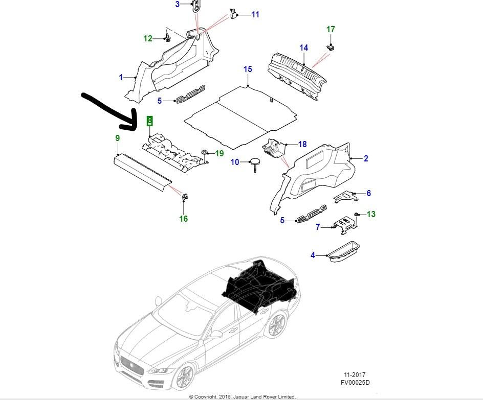Genuine Jaguar XF 2016> Boot Support - T2H5307