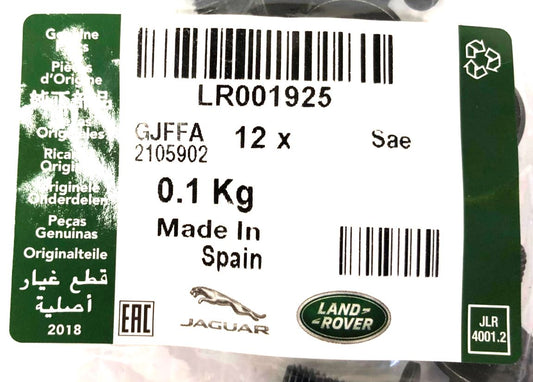 Genuine Jaguar Land Rover Disco/XF Hex Head Screw M6 X 20MM Pack Of 12-LR001925
