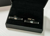 Genuine Jaguar Bar Cufflinks - Black Enamel & Chrome