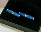 Genuine Jaguar Bar Cufflinks - Blue Enamel & Chrome