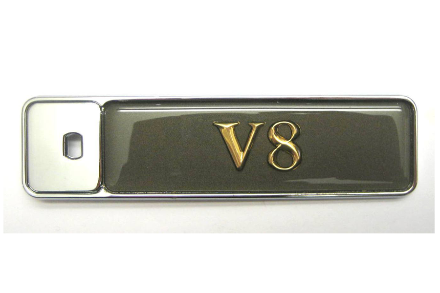 Badge Jaguar V8 - Or et gris