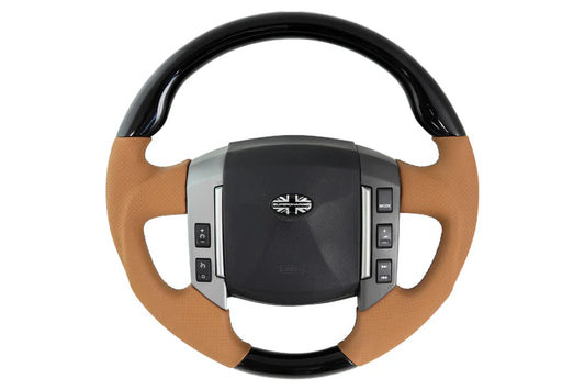 Land Rover Discovery 3 Steering Wheel - Black & Tan Napa Perforated Leather (Sports Grip)